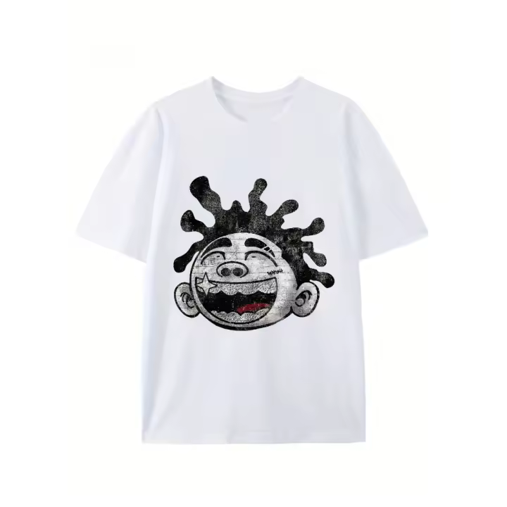 Camiseta casual de calle hip-hop retro de moda para hombre con estampado gráfico, peso 220 gramos, 100% algodón. Alta calidad, - 1