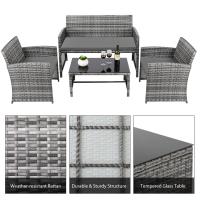Juego de muebles de mimbre para Patio exterior, silla de mimbre para Patio, Patio trasero, porche, balcón y jardín, 4 piezas - details 4