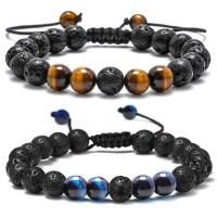 Pulseras de piedra natural para hombre y niño, 0,315 pulgadas, ojo de tigre, ágata mate, de roca de lava, regalos de cumpleaños, aniversario, día de San Valentín, para novio o marido - details 2
