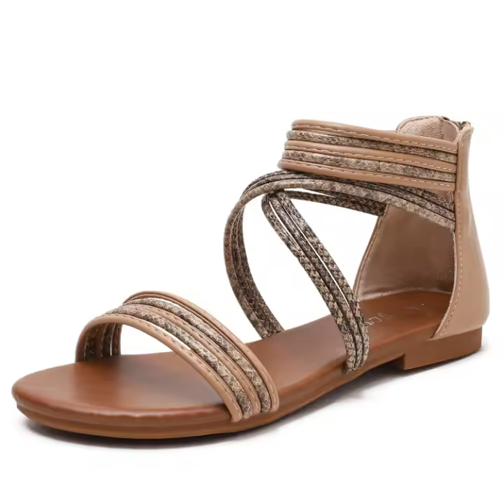 Sandalias planas de mujer romanas, zapatos de verano. - 1