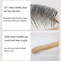 Peines para el pelo con mango de madera para perros, herramienta para desmatting de mascotas con agarre cómodo y ahorro de trabajo, almohadilla acolchada para quitar el desprendimiento - details 15