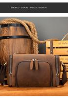 Bolso cilíndrico horizontal, bolso de hombro de cuero de caballo loco para hombres, bolso transversal de cuero genuino europeo y americano retro para hombres - details 13