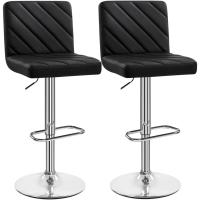 Juego de 2 Taburetes de Bar Altura Ajustable 92-113,5cm Sillas de Bar Asientos Giratorios Diseño Moderno Taburetes Altos Negro - details 0