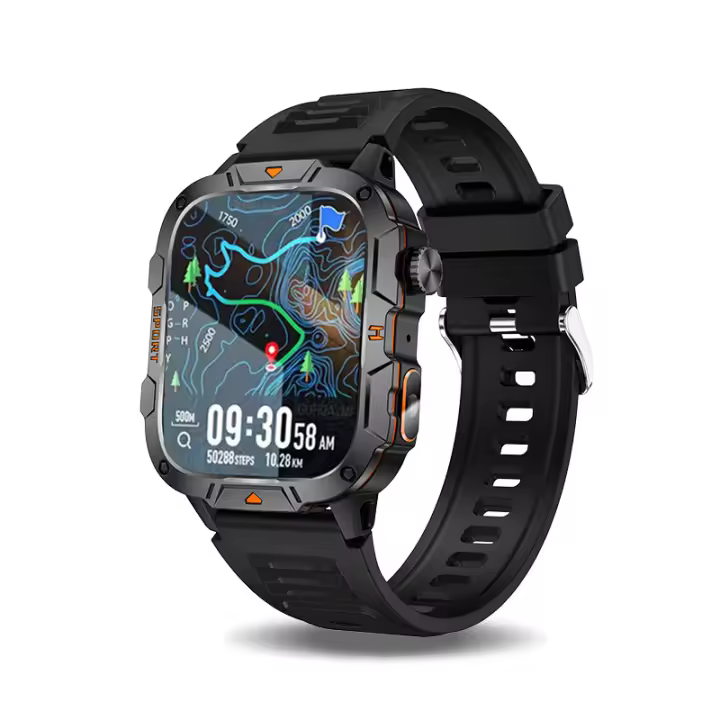 Nuevo reloj inteligente militar resistente al agua Rastreador GPS 100+ Modo deportivo Linterna LED Pantalla AMOLED de 1,96 pulgadas Llamada BT Frecuencia cardíaca Oxígeno en sangre Presión arterial Pulsera de monitoreo de salud para hombres 2025 - 1