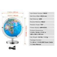 SucceBuy Globo terráqueo para niños, globo geográfico, para aprendizaje de niños, decoración de geografía en el aula y el hogar - details 9