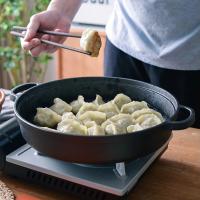 Sartén de hierro fundido duradera de 22/25 cm antiadherente y gruesa con tapa, doble asa, wok de hierro para cocina de gas e inducción. - details 28