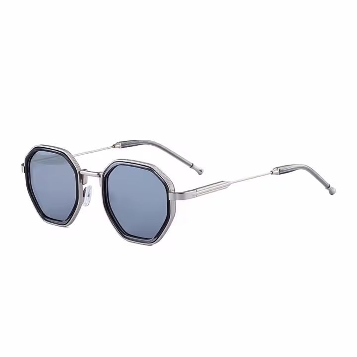 Gafas de sol poligonales nuevas y a la moda 2025 para hombre, gafas de sol con patillas de metal de tendencia y personalidad para hombre - 1