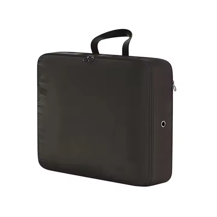 Bolsa de almacenamiento de chaqueta de plumón de poliéster, bolsa de almacenamiento de chaqueta acolchada plegable de gran capacidad con asa, bolsa de ropa de viaje comprimida - 1