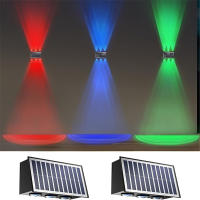 Lámpara de Pared Solar RGB de 4/6/8 LED de RXUNS Luz Moderna Impermeable para Exteriores con 2 Modos de Jardín Luz de Patio Garaje Puerta con Bombilla LED y Plástico ABS - details 0