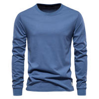 Día del padre 2025 Camiseta de algodón de Color sólido para hombre, camisetas informales de manga larga con cuello redondo para hombre, Camiseta básica de alta calidad para primavera y otoño para hombre - details 1
