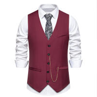 Chaleco de Traje Slim Fit para Hombres Nuevo Arrival Accesorios de Cadenas de Moda Casual Vintage Para Fiesta de Boda Material Exterior de Poliéster - details 4
