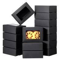 Mini caja de papel Kraft con ventana, caja de embalaje para dulces de panadería, jabón casero, 50 piezas, negro - details 0