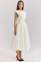 Vestido de noche elegante para mujer con escote en la espalda - Vestido largo sin mangas con pliegues para fiesta, graduación, vacaciones - details 6