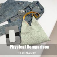 Bolso de hombro elegante de verano con patrón de rayas, bolso tejido informal a la moda, correa no ajustable con colgante, bolsos de viaje para mujer - details 12