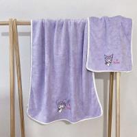 Toalla de baño de felpa Coral para niños de Anime Kuromi, combinación absorbente y sin pelo, envoltura de secado rápido para ducha de niña suave - details 1