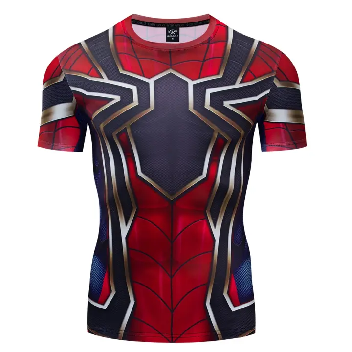 Camiseta con estampado de araña para hombre, camisetas deportivas de manga corta para culturismo al aire libre, ropa de calle de Material de secado rápido para verano - 1