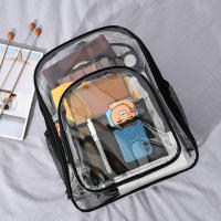 Mochila transparente de PVC, mochilas escolares transparentes sólidas impermeables, mochila de hombro con cremallera de gran capacidad, mochila de viaje portátil Unisex - details 6