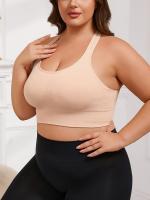 Sujetador deportivo sin costuras para mujer talla plus - Tejido transpirable y resistente, sin alambre, con almohadillas extraíbles, diseño de color sólido elegante para fitness y comodidad en la espalda, sostenes y bralettes de talla plus - details 5