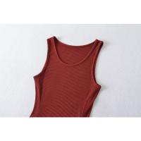 Vestido de Verano Elegante Estilo Europeo Americano Cuello Redondo Falda Elástica de Punto - details 6