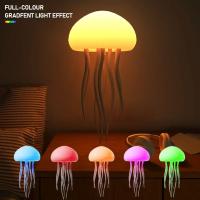 Luz nocturna de mesa que cambia de Color, luz de ambiente, regalo de cumpleaños y Navidad, lámpara de medusa bailando con Control de voz - details 0