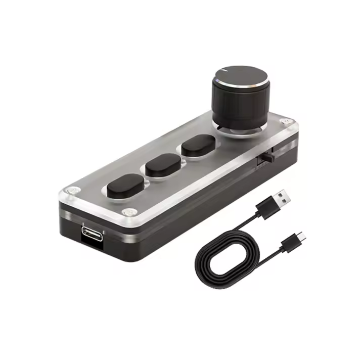 Mini teclado mecánico Macro para juegos, teclado de programación personalizado de silicona, silencioso, 3 teclas, 1 perilla, Bluetooth, negro - 1