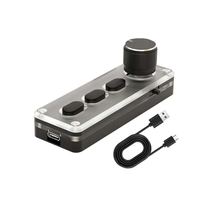Mini teclado mecánico Macro para juegos, teclado de programación personalizado de silicona, silencioso, 3 teclas, 1 perilla, Bluetooth, negro - 1