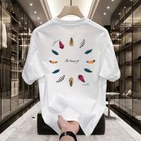 Camiseta de Algodón Groupy para Hombres Estilo Callejero Americano, Ajuste Suelto, Manga Corta, Cuello Redondo, Diseño Asimétrico, Moda Casual para Adolescentes y Adultos - details 3
