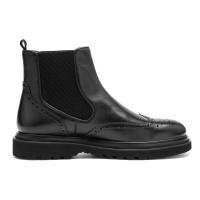 Botas de moda Chelsea hechas a mano para hombre, zapatos de vestir de cuero, estilo británico de cabeza redonda, Otoño/Invierno - details 2