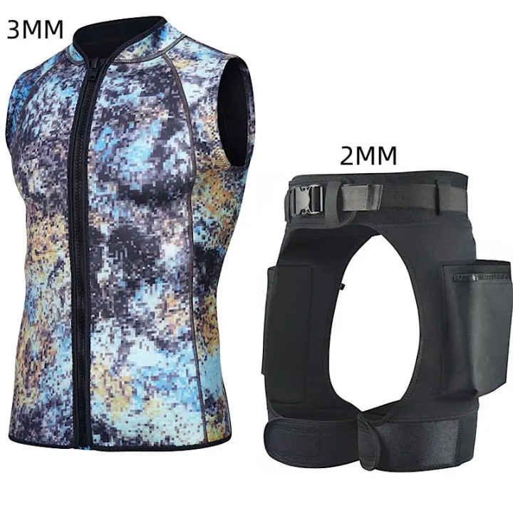 Traje de neopreno sin mangas para hombre, 3mm, chaleco de natación, chaqueta con pantalones cortos de buceo técnico, equipo de natación, surf, Kayak - 1