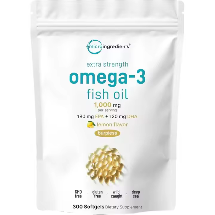 Triple Strength 3 suplementos de aceite de pescado 4200 mg por porción, 240 cápsulas blandas con sabor a limón – Sin eructos (recubiertos entericos) EPA 1200 mg + - 1