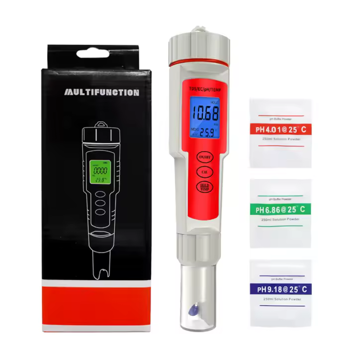 Medidor de temperatura 4 en 1 TDS EC PH, Tester profesional TDS PH, Monitor de calidad del agua, pruebas para piscinas, acuarios de agua potable - 1