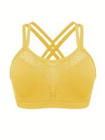Sujetador De Cuello Redondo Hueco para Deportes, Transpirable, entrecruzado en la espalda, Cómodo, De Color Sólido, De alta elasticidad - details 16