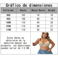 Sujetador transpirable sexy con realce para mujer, talla grande, con ropa interior de acero, copa D - details 0