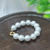 Pulsera elástica de 14mm para mujer, cuentas de perlas de concha Natural, redondas, grandes y exageradas, joyería de 7-9 pulgadas - details 3