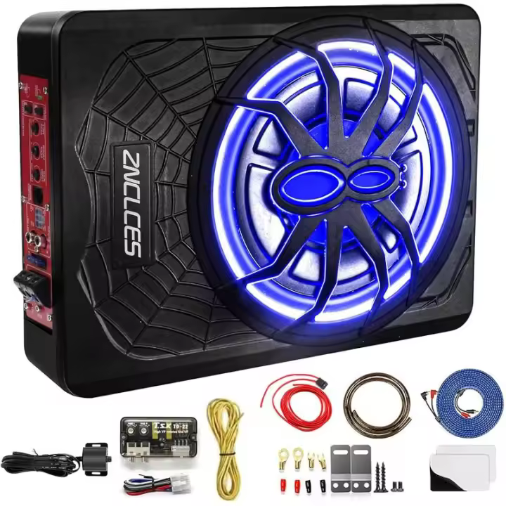 Subwoofer de Coche Alto de Potencia de 1200W Diseño Delgado Under Seat Amplificador Incorporado - 1