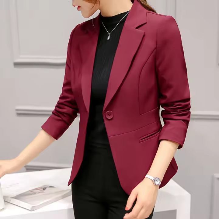 Traje elegante para mujer, chaqueta fina formal de talla de oficina con bolsillo - 1