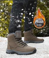 Nuevas zapatillas de deporte de cuero impermeables para la nieve de invierno, botas de senderismo al aire libre muy cálidas para hombres, zapatos de trabajo talla 39-48 - details 4