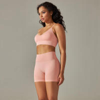 Conjunto Deportivo de Yoga sin Costuras para Mujeres Sports Bra Sin Mangas, Pantalones Cortos - details 21
