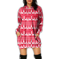 Vestido con Capucha de Manga Larga Estilo Casual para Mujeres Vestido Impreso para Fiesta de Navidad y Año Nuevo - details 3