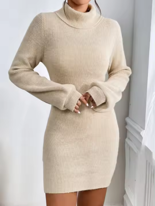 Otoño/Invierno suéter vestido de punto casual para mujer - 1