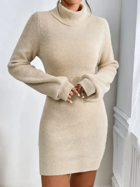 Otoño/Invierno suéter vestido de punto casual para mujer - 1