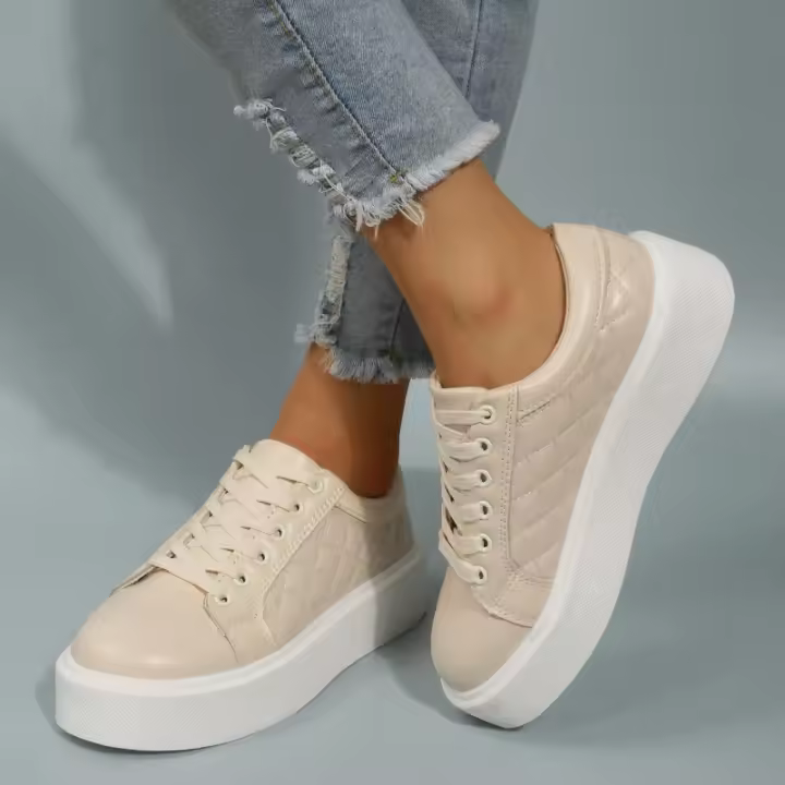 Zapatillas Deportivas de Encaje para Mujer Moda en Tacones Planos - 1