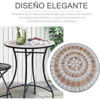 Mesa de Jardín Mesa Mosaico Cerámica y Redonda Mesita de Café para Terraza Balcón Φ60x71cm - details 4