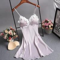 Camisón de satén chino para mujer, ropa de dormir Sexy, bata de baño de encaje, vestido de noche informal para el hogar, novedad de verano - details 1