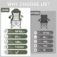 Silla de Camping Alta de 150kg Plegable, Resistente, Silla de Jardín con Bolsillo y Vasos - details 33