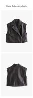 Moda Retro de Cuero para Mujer Primavera/Verano Top de Tanque Lavado, Pantalones Cortos, Top Casual - details 3