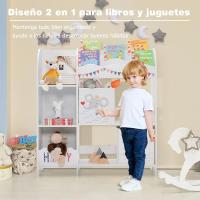 Estantería Infantil de Madera y Tela 5 Estantes y 2 Cajones Ideal para Dormitorio Salón Guardería - details 1