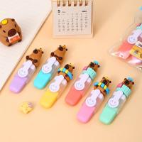 Capybara-rotuladores fluorescentes de dibujos animados, subrayadores de colores Pastel, Macaron, papelería bonita, 6 unidades por juego - details 2