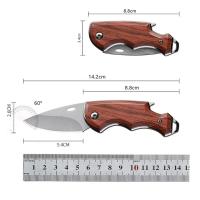 Cuchillo Plegable Portátil EDC Para Camping Y Caza Táctica Hoja De Acero Inoxidable Duradero Con Abrebotellas Y Mango De Madera - details 6