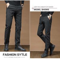 Pantalones informales gruesos de lana para hombre, nuevos pantalones cálidos rectos ajustados para invierno, pantalones informales de negocios para oficina, moda coreana para hombre - details 10